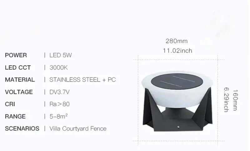 Outdoor Solar Garden Light 27cm Cool White