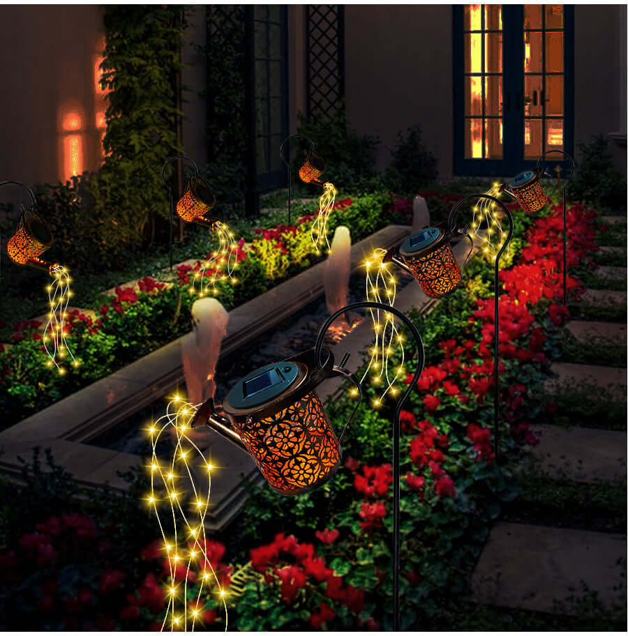 Solar Garden Light 80cm Outdoor LED Waterfall Shower Lamp