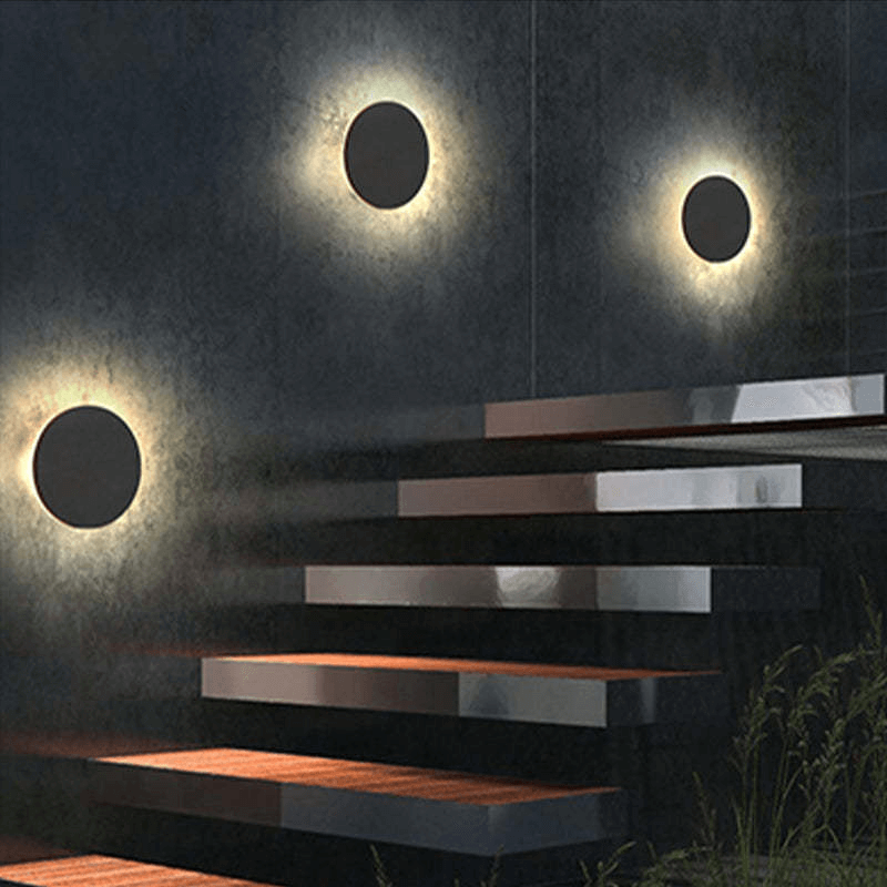 Outdoor LED Wall Light, Modern Circular Exterior Lamp