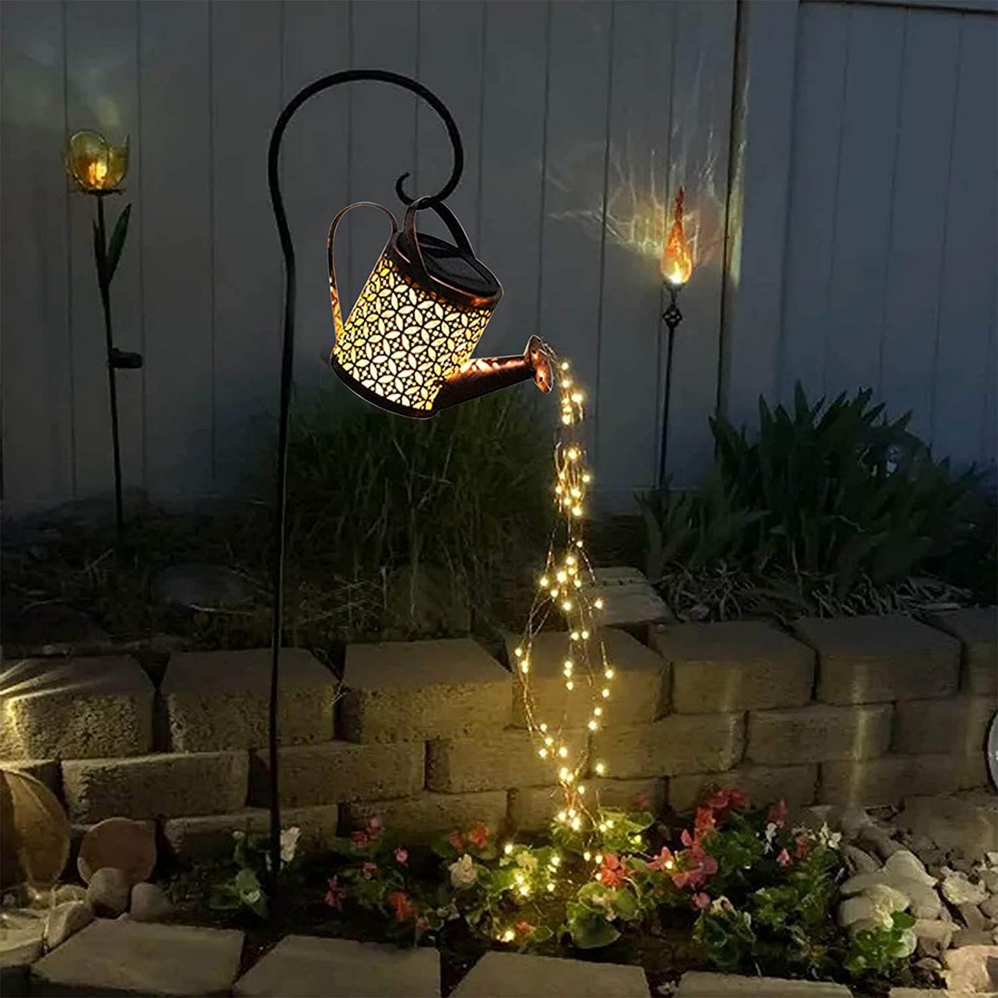 Solar Garden Light 80cm Outdoor LED Waterfall Shower Lamp