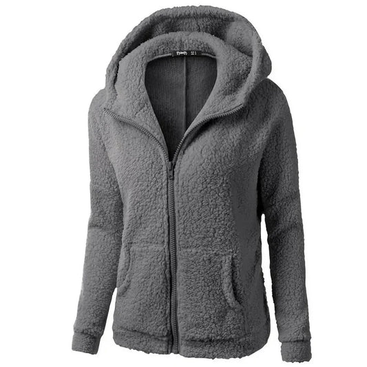 Women's fleece hooded winter jacket