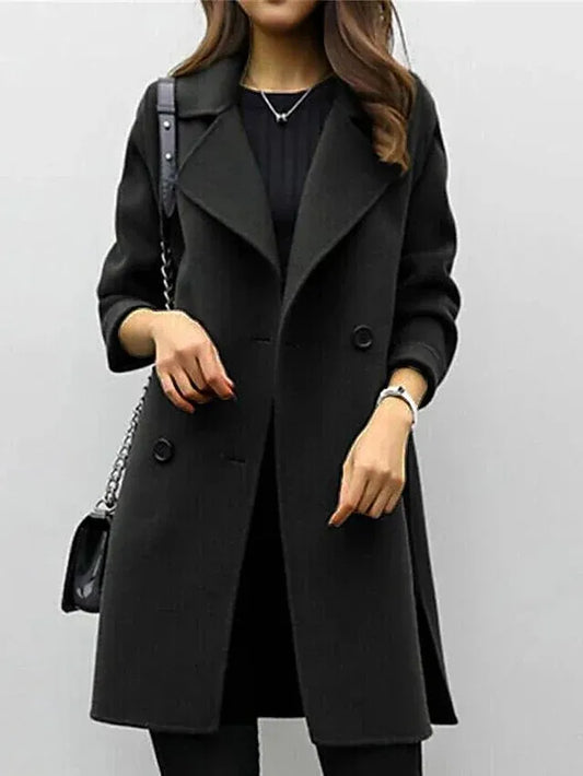 Double Breasted Wool Blend Coat