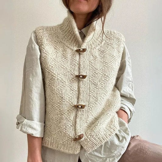 Elegant Buttoned Wool Cardigan